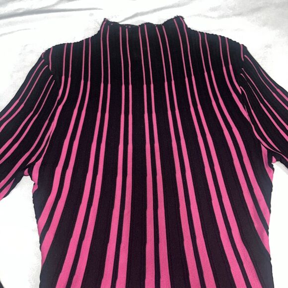 Cyrus Black Pink Mock Neck Long Sleeve Blouse M Medium Y2K - Picture 4 of 11
